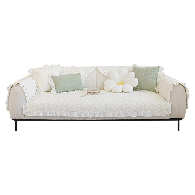 Оптовая продажа подушек для дивана Четырехсезонная универсальная тканевая подушка для сиденья Чистый хлопок Кремовый Ветер Лотосовый лист Край Нескользящий Чехол для дивана Полотенце