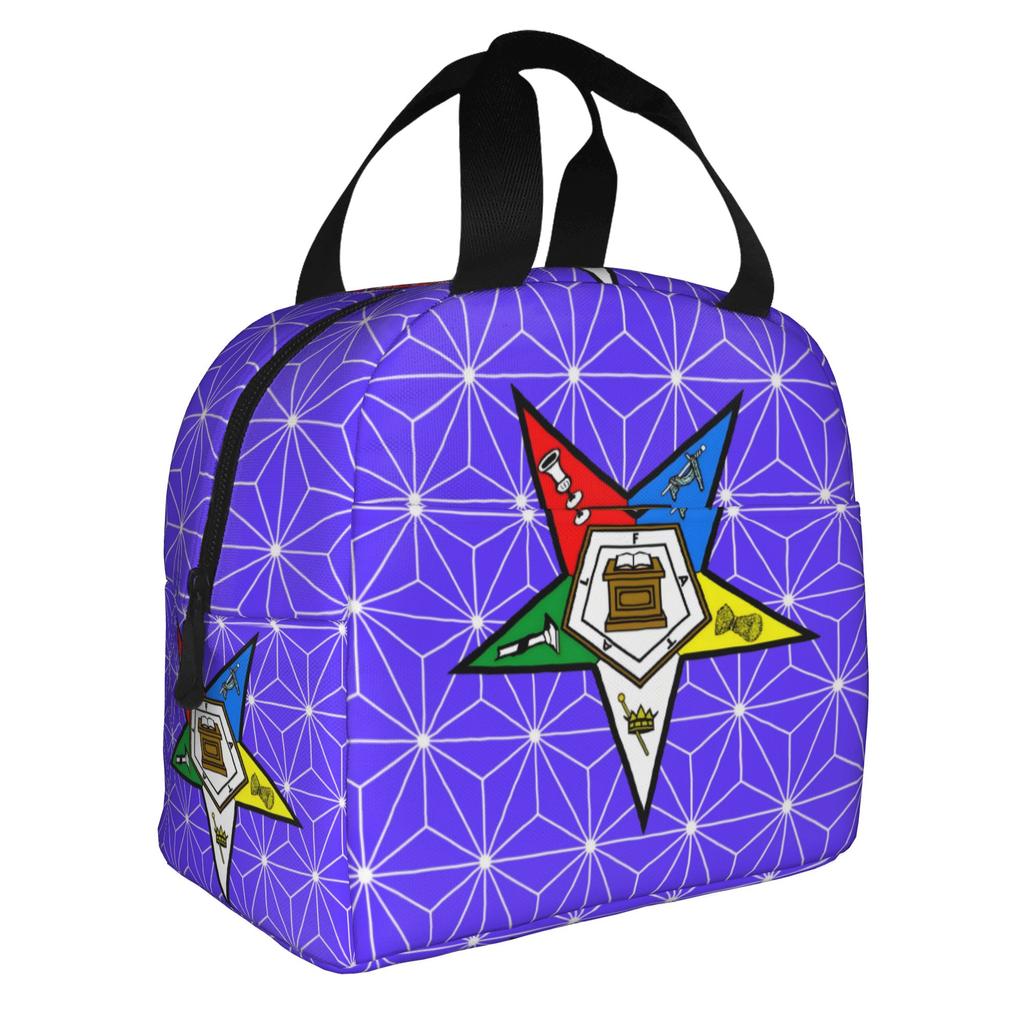 Order Of The Eastern Star Logo Thermal Insulated Lunch Bags Women Portable Lunch Container for School Multifunction Food Box