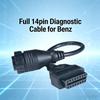 14-Pin to 16-Pin OBD2 Diagnostic Adapter Cable for Mercedes Benz Sprinter, Universal Full Pin Scanner Extender Cord
