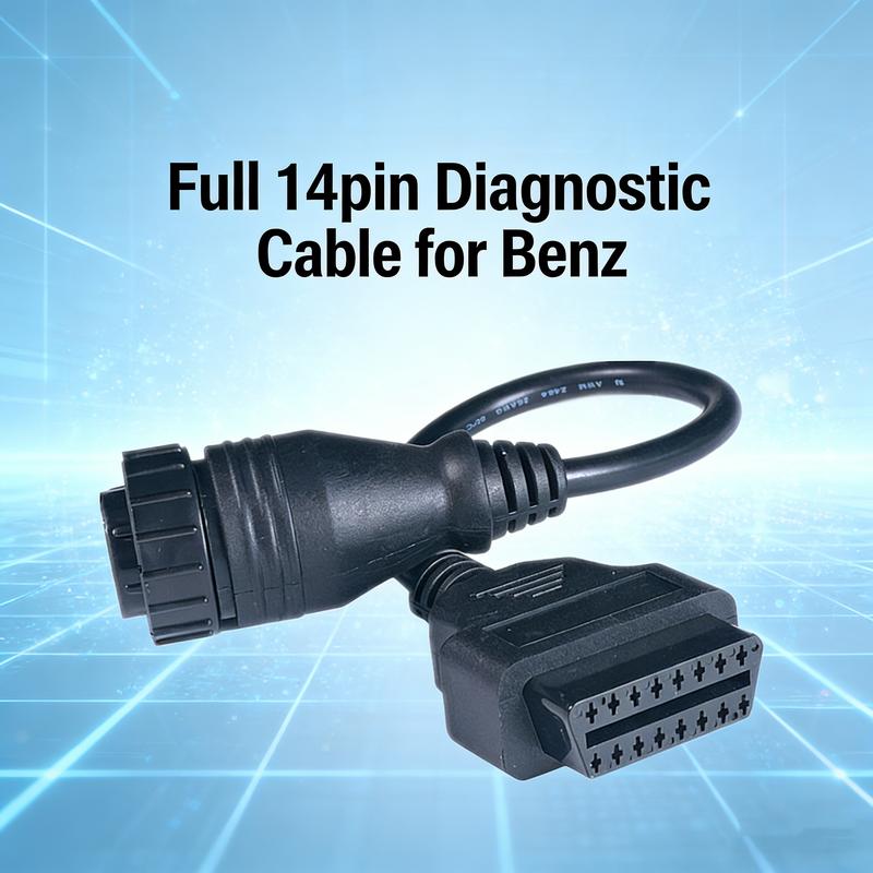 14-Pin to 16-Pin OBD2 Diagnostic Adapter Cable for Mercedes Benz Sprinter, Universal Full Pin Scanner Extender Cord
