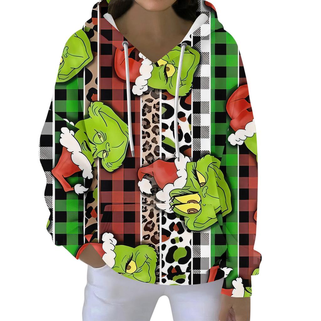 Christmas Hoodies For Women Funny Cute Printed Holiday Sweatshirt Winter Oversized Pullover Tops