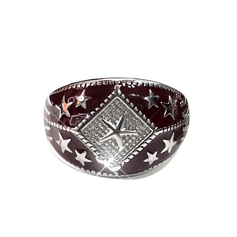 Star Retro High-End Ring Niche Design Enamel Dripping Oil Index Finger Ring Tide Retro Style Fashion Personalized Ring