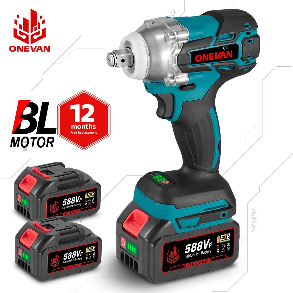 ONEVAN 520N.M бесщеточный электрический ударный гайковерт 1/2 дюйма беспроводной шестигранный набор головок отвертка электроинструмент для Makita 5BBVF/18V аккумулятор