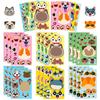 6 Photos/package Cat and Dog Face Change Stickers DIY Face Change Puzzle Stickers Make A Face Toy Waterproof Stickers