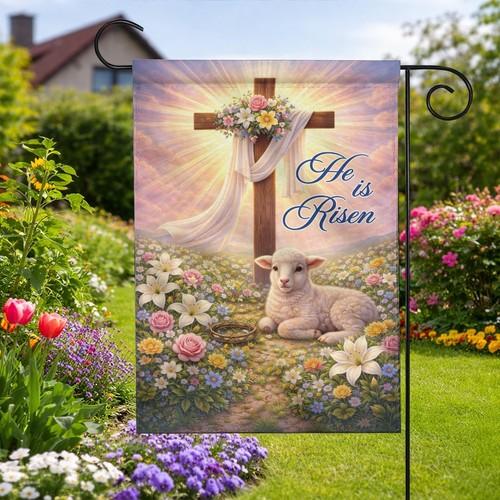 He Is Risen Lamb Of God Garden ag Christian Easter Spring Outdoor Yard Banner XXM