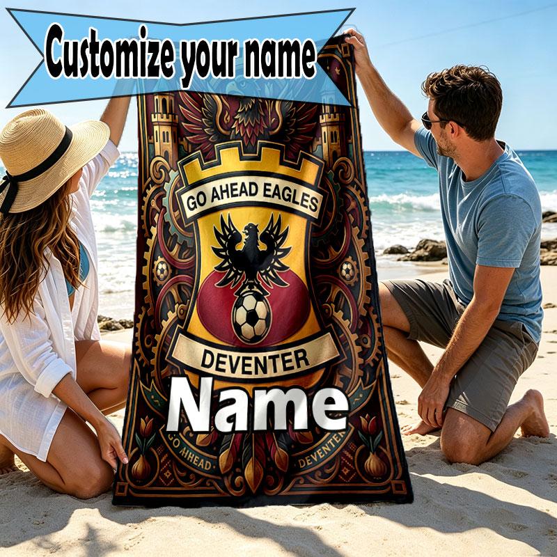 Custom Name Personalized Go Ahead Eagles Print Beach Towel, for Trip Camping Beach Party Home Decor, Birthday Gift for Family & Friends