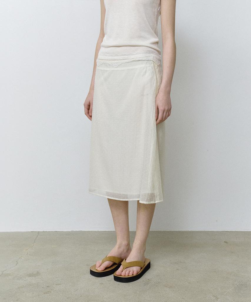 Hane Dot Layered Midi Skirt_Butter Cream