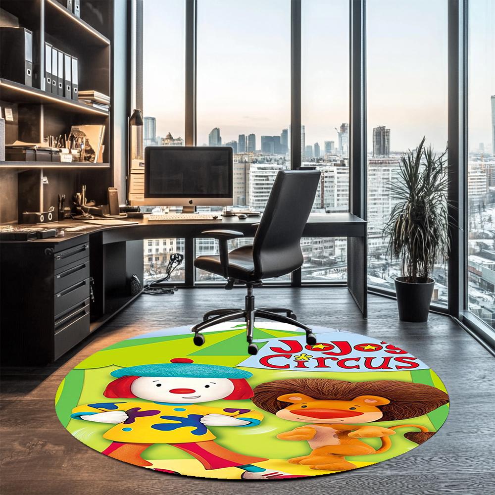 JoJo's Circus Printed Round Rug Carpet Chair Rug Area Rug Entryway Doormats,for Office Chair Living Room Bedroom Kitchen Room.