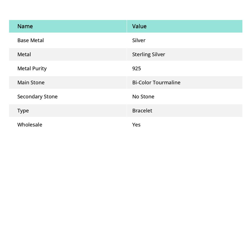 Браслет из серебра 925 пробы с натуральным двухцветным турмалином 7-8 дюймов j2R54