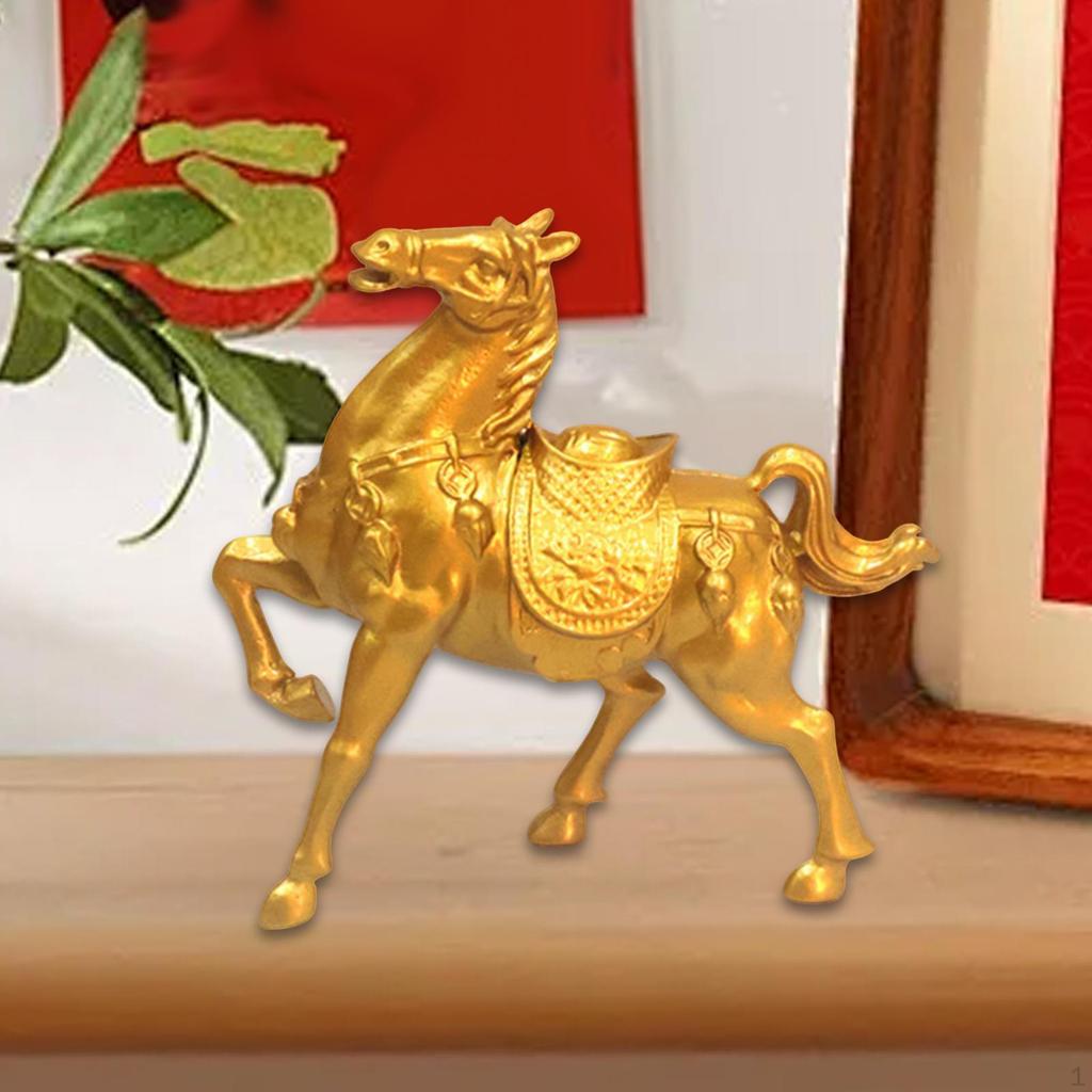 Китайская статуэтка лошади, скульптура животного, настольное украшение, сплав, домашний декор, фигурка для книжной полки