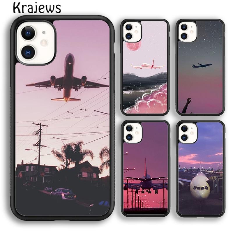 Krajews розовый дорожный самолет чехол для телефона чехол для iPhone 14 5 SE 6s 7 8 plus XR XS 11 12 13 pro max Galaxy S21 S22 Plus