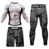 Мужской спортивный костюм MMA No Gi Рашгард Джиу-джитсу Футболка+Брюки Боксерские майки Комплект BJJ Муай Тай Шорты Компрессионные леггинсы Спортивный костюм
