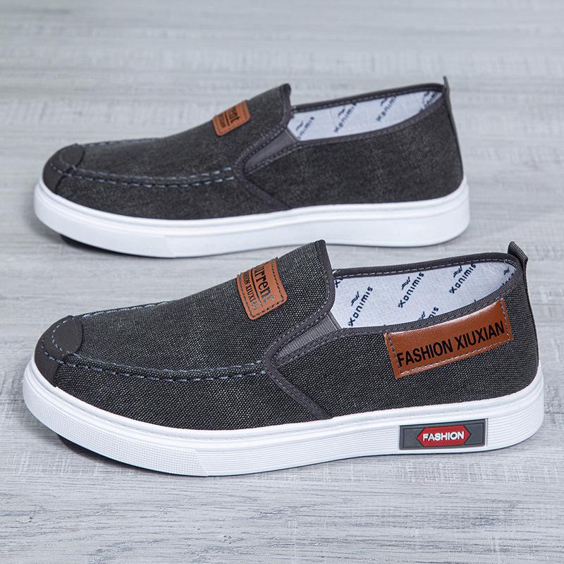Мужские летние дышащие кеды-слипоны из парусины - Модные повседневные board shoes