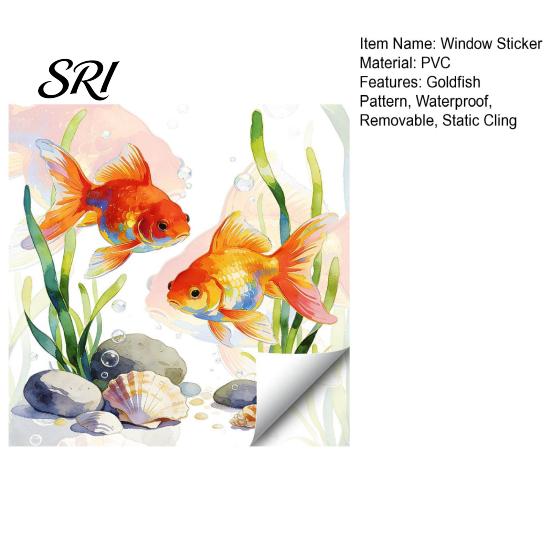 Easy Clean Window Decal Goldfish Sticker Static Cling Waterproof Scratch-resistant Removable for Bathroom Living Room Bedroom Long-lasting