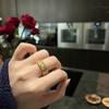 Chinese Retro Light Luxury Gold And Silver Contrasting Color Maple Leaf Index Finger Ring Gold-Plated Manual Brushed Design Ring Female