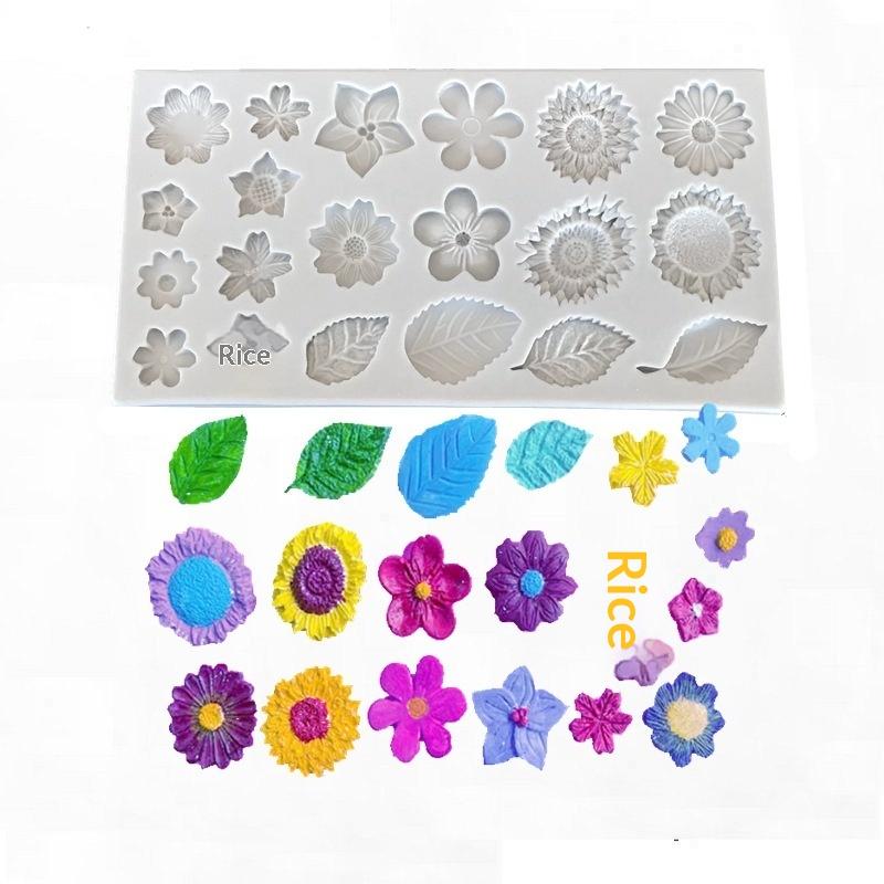 Versatile Silicone Mold for Fondant Chocolate Rose Leaf Sunflower Design Nonstick Cake Baking Tool for Kitchen and Party Use