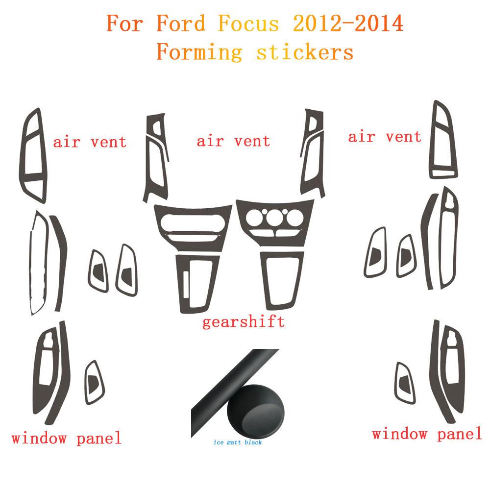 Car-Styling Carbon Fiber Car Interior Center Console Color Change Molding Sticker Decals For Ford Focus 2012-2014