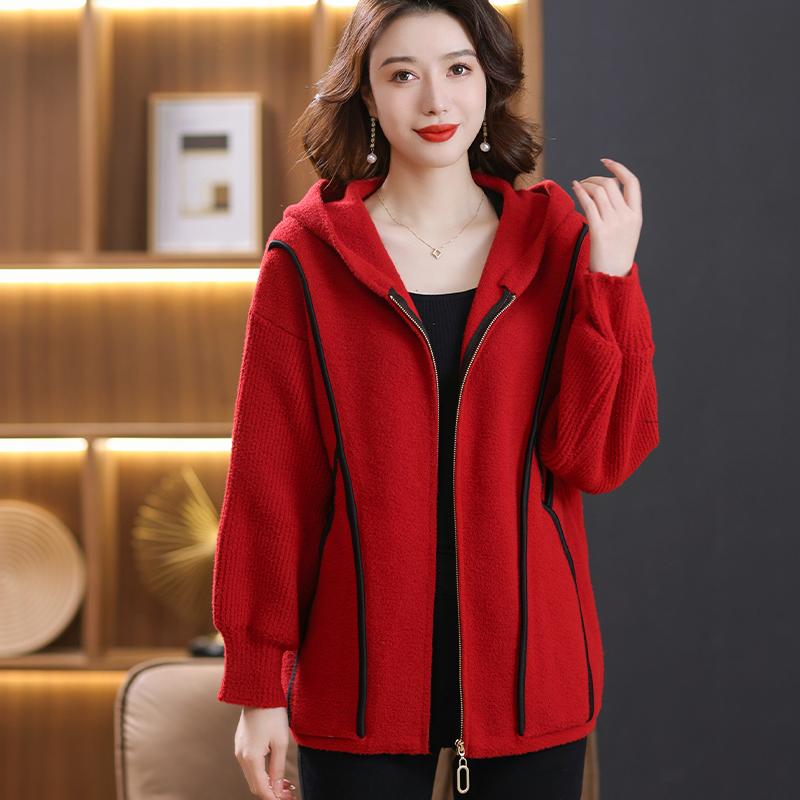 Женский высококачественный осенний женский мягкий теплый кардиган с капюшоном, свитер, трикотажная одежда, застежка-молния, дизайн, трикотажное пальто