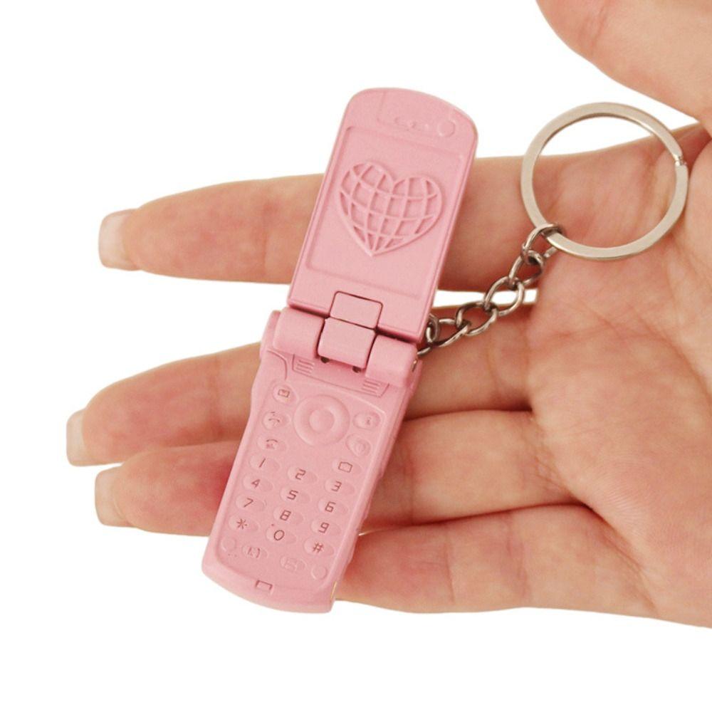 Mini Cell Phone Figure Key Ring Loveheart&Bowknot Car Key Chain Phone Model Keychains Couple
