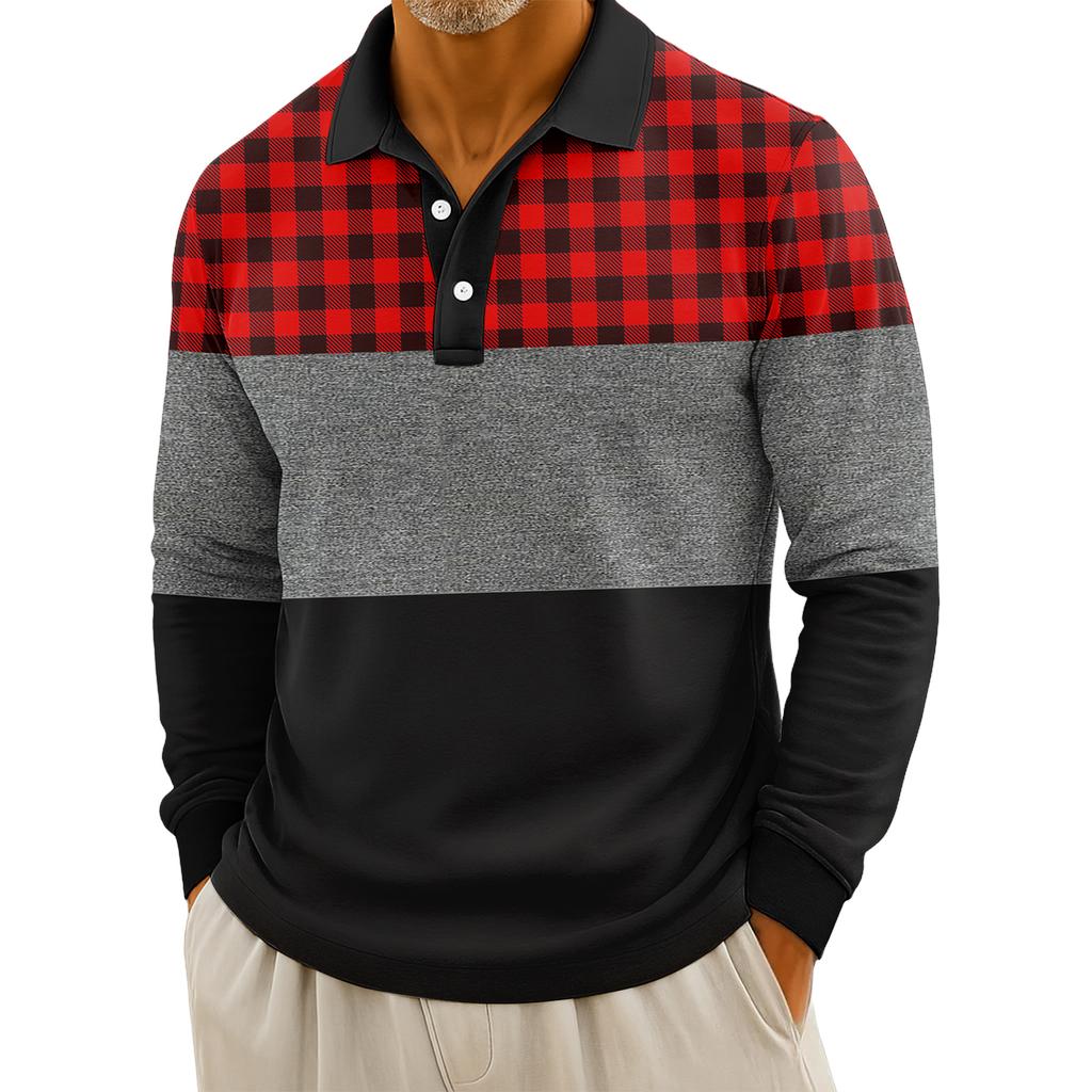 Мужские повседневные топы с длинными рукавами на пуговицах с полосатым принтом