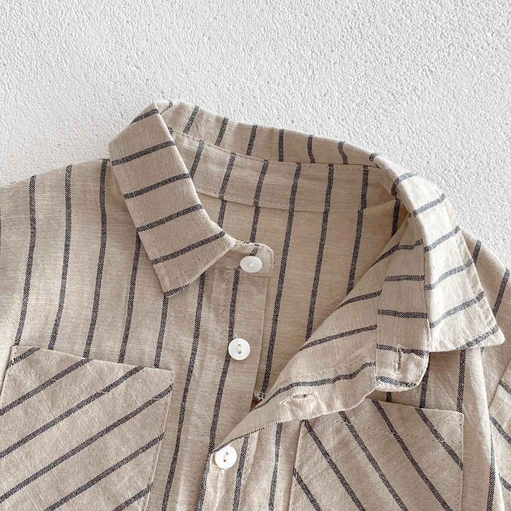 Детский летний костюм для отдыха, удобный, рубашка с короткими рукавами и лацканами + шорты, тонкий комплект из двух предметов в клетку