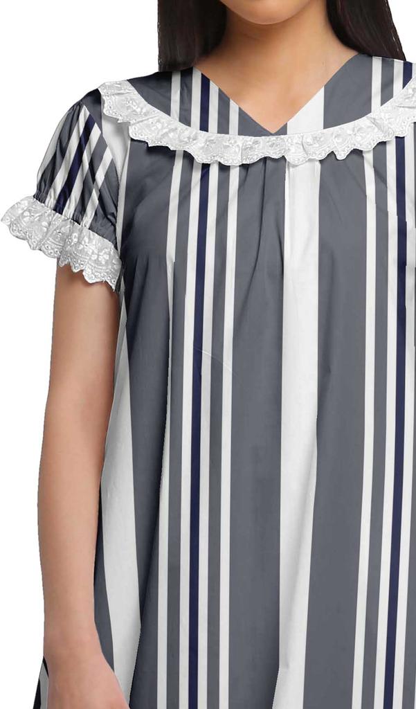 Moomaya Женская ночная рубашка с V-образным вырезом для кормления, хлопковая ночная рубашка А-силуэта с принтом