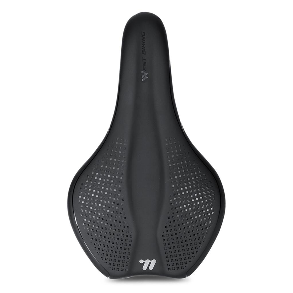 Mountain Bike Saddle Comfortable PU Leather Saddle with Hollow Design Anti-Slip Shockproof for