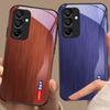 Полосатый синий под дерево для Samsung Galaxy A15 5G 54 4G 51 50 24 35 90 71 12 51 53 52S 80 22 34 Черный чехол для телефона из закаленного стекла