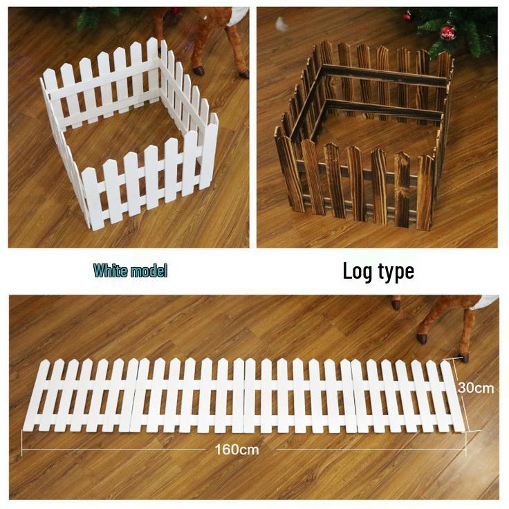1.6m Christmas Wooden Fence for Tree & Window Decor