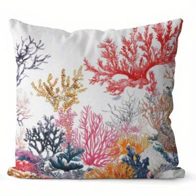 Colorful Sea Creatures And Coral Pillow Covers Pattern Cushion Cover Suitable For Sofa Bedroom Car Pillow Cover