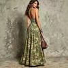 2026 Fashion Halter V-Neck Floral Print Backless Long Dress Women