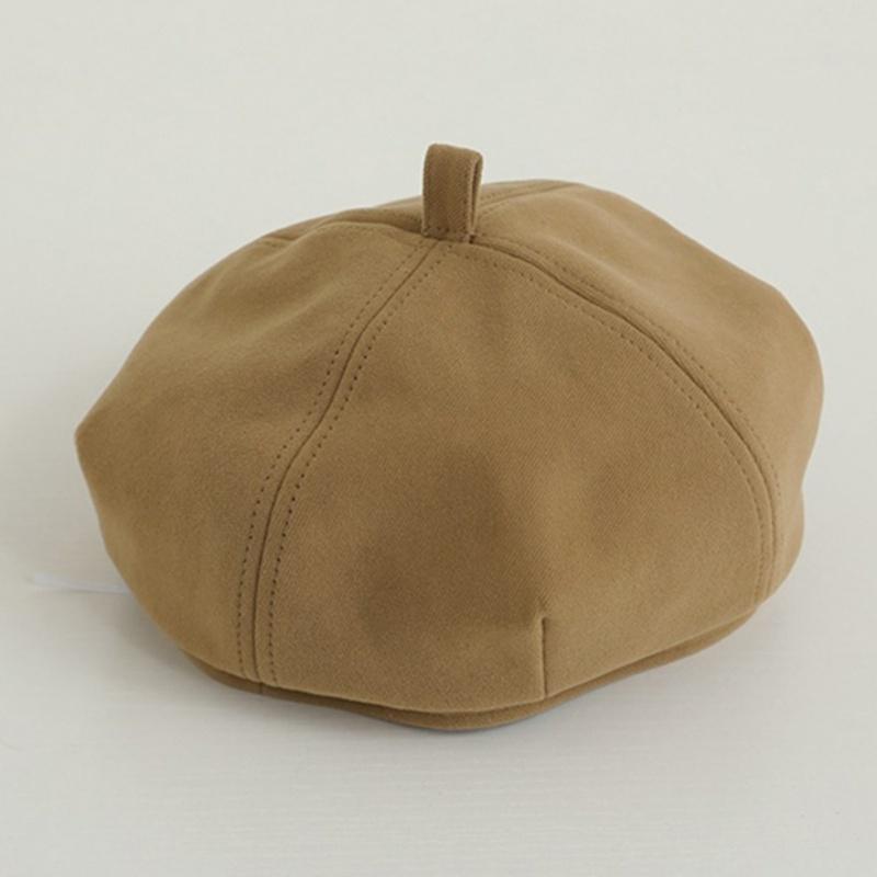 Берет для девочки, Детская шерстяная шляпа художника, Восьмиугольная шляпа, Однотонная детская шляпа