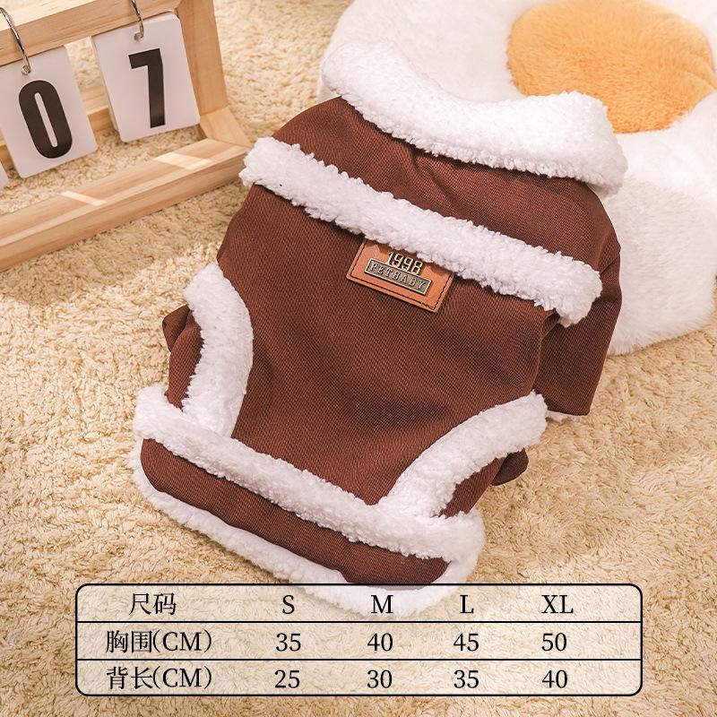 Pet clothes autumn and winter warm velvet dog clothes thickened vest teddy bear puppy puppy cat clothes