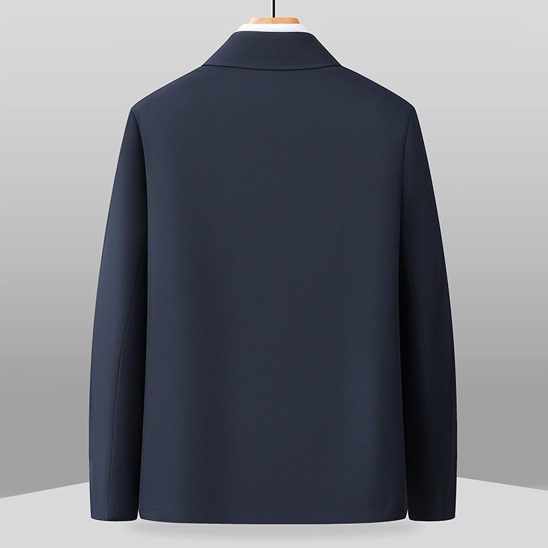 Весенне-осенняя мужская куртка для среднего и пожилого возраста, куртка-пиджак, лацканы, молния, деловая повседневная куртка, куртка папы