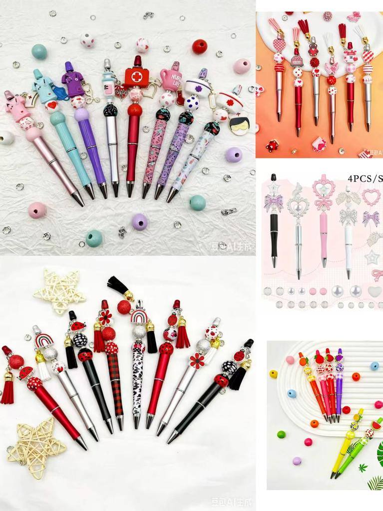 Butterfly and heart handmade beaded small gift ballpoint pen, flower and animal theme DIY beaded pen, ballpoint pen for festive