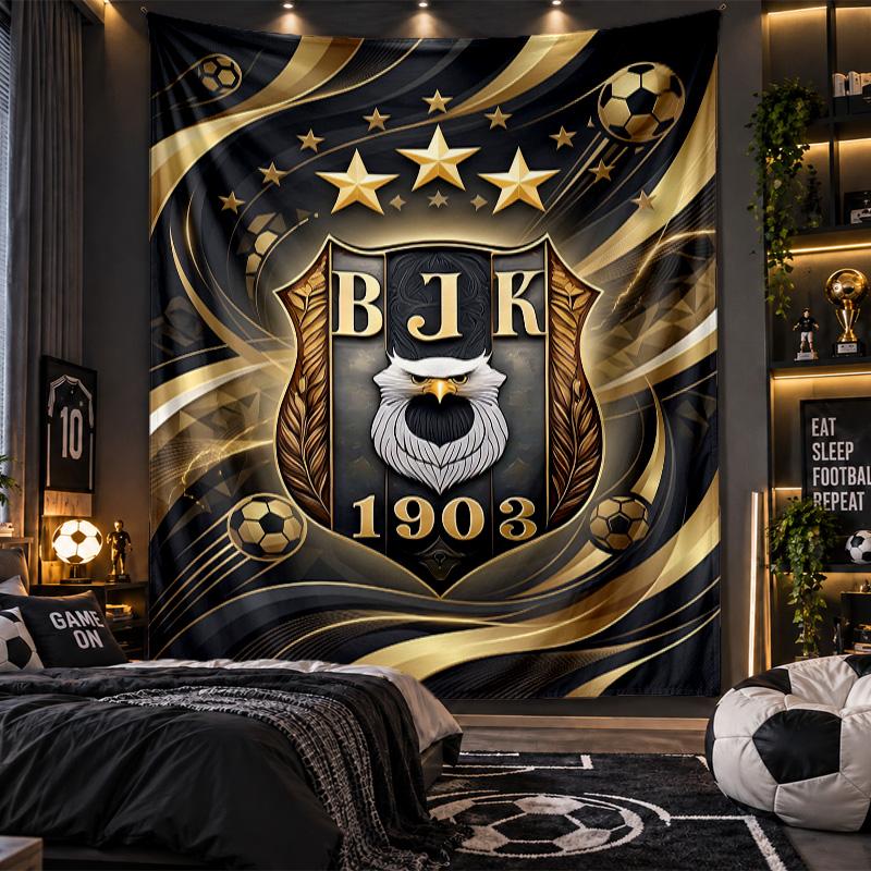 Wall Hanging Tapestry Beşiktaş FC Print Cloth for Living Room Bedroom Home Decor