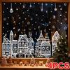 4pcs White House Holiday Snowflake Decals Home Static Stickers Xmas Large Christmas Window Clings Party Ornaments 20x30cm