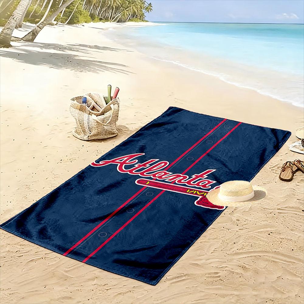 Atlanta Themed Blue and Red Design Patterned beach towel quick dry perfect for travel outdoor sports jogging the beach and swimming