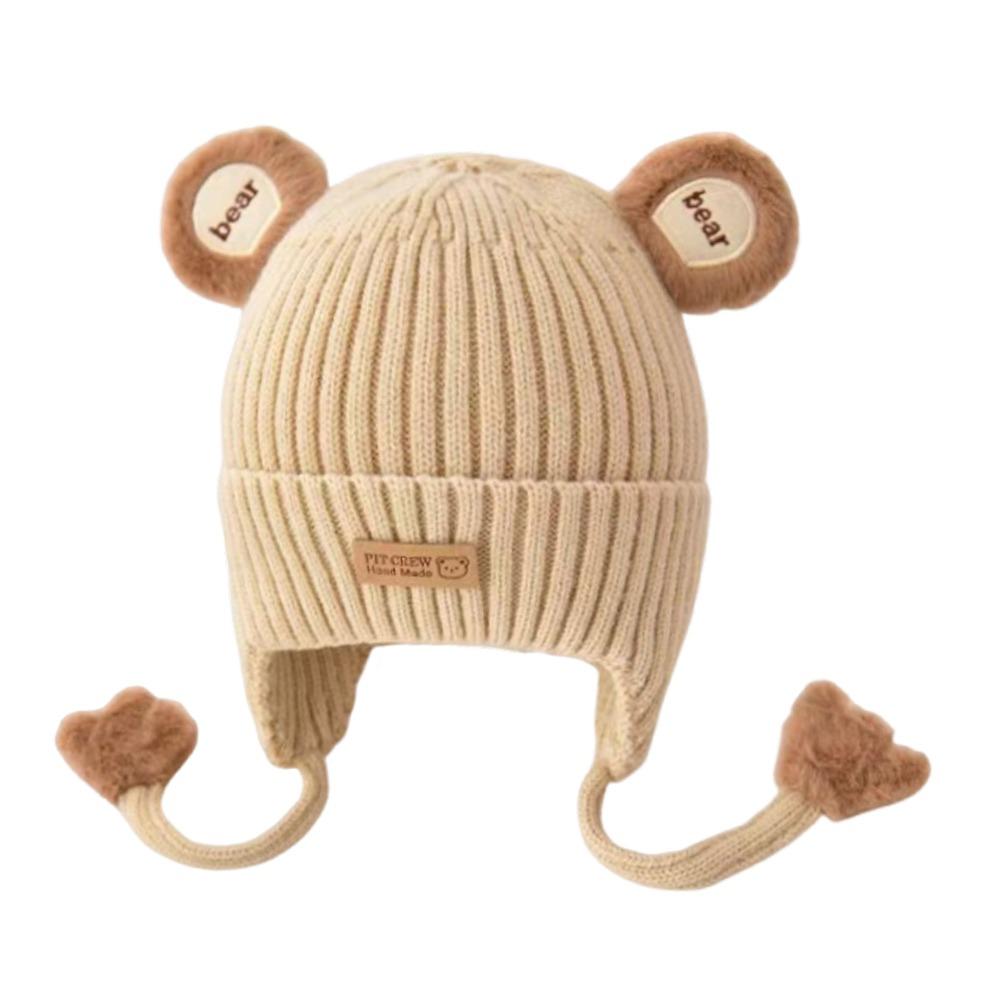 Милый дизайн с мишкой Шапка-бини для малышей Хлопковая подкладка Зимняя теплая вязаная шапка для младенцев Одежда для малышей