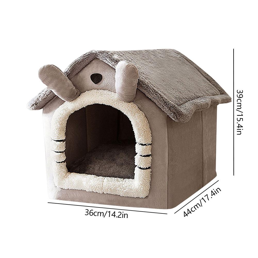 Cute Plush Pets House PP Cotton Soft Puppy House Half-Closed Puppy Sleeping Nest Foldable Home Puppy Pet Accessories