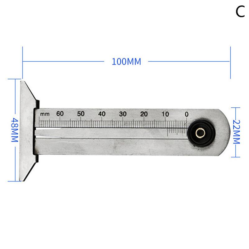 Stainless Steel Car Tyre Tire Tread Depth Gauge Meter Ruler Caliper Measuring