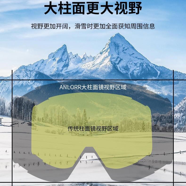 Double-layer anti-fog snow goggles Ski goggles compatible with prescription glasses, three-layer foam ski goggles