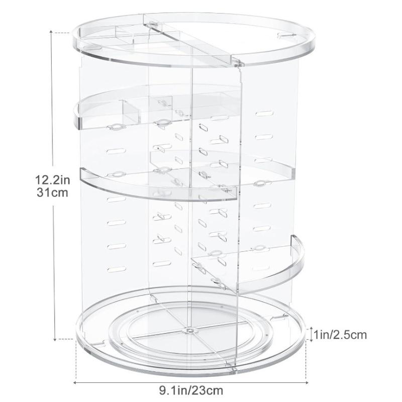 Вращающийся органайзер для макияжа Косметическая витрина с держателем для кистей Подставка-карусель для хранения парфюмерии для туалетного столика, столешницы в ванной