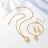 1Set Simple Golden Heart Pendant Earrings Necklace Bracelet Jewelry Set Exquisite Women'S Jewelry Anniversary Gifts