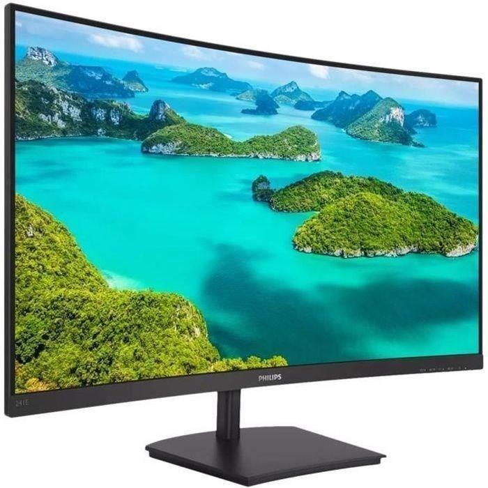 Ecran PC incurvé - PHILIPS 241E1SC/00 - 23,6" FHD - Dalle VA - 4 ms - 75Hz - VGA / HDMI - AMD FreeSync