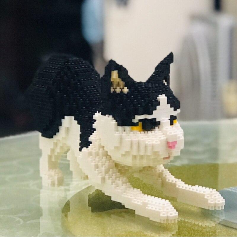 16039 Персидская кошка, черный котенок, животное, подставка для домашних животных, 3D модель, сделай сам, мини алмазные блоки, кирпичи, строительные игрушки для детей, без коробки