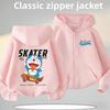 2026 New Doraemon Cartoon Print Children's Zippered Hooded Sweatshirt for Boys, Girls, Casual Top, Autumn-Winter Coat