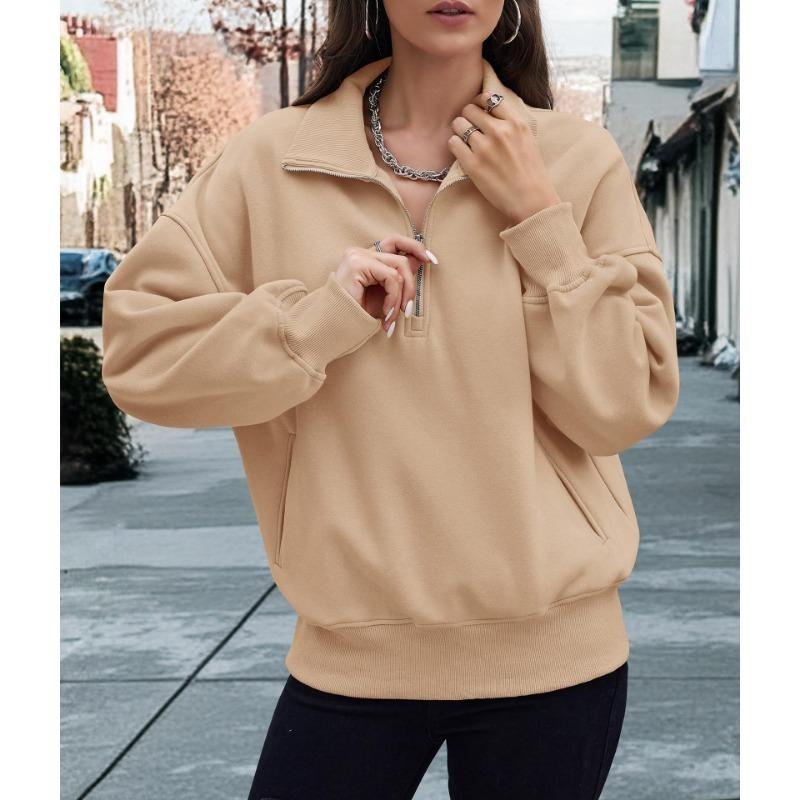 Осенне-зимний женский свитер с двумя карманами на молнии до середины бедра