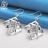 Ювелирные изделия из стерлингового серебра 925 пробы с квадратными геометрическими серьгами-каплями