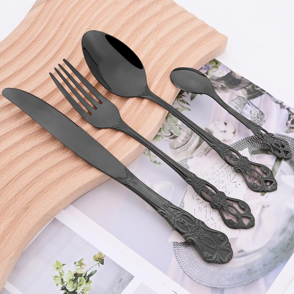 24 шт., нож, вилка, кофейная ложка, набор столовых приборов, разноцветный набор столовой посуды, столовые приборы из нержавеющей стали, посуда, западные кухонные аксессуары